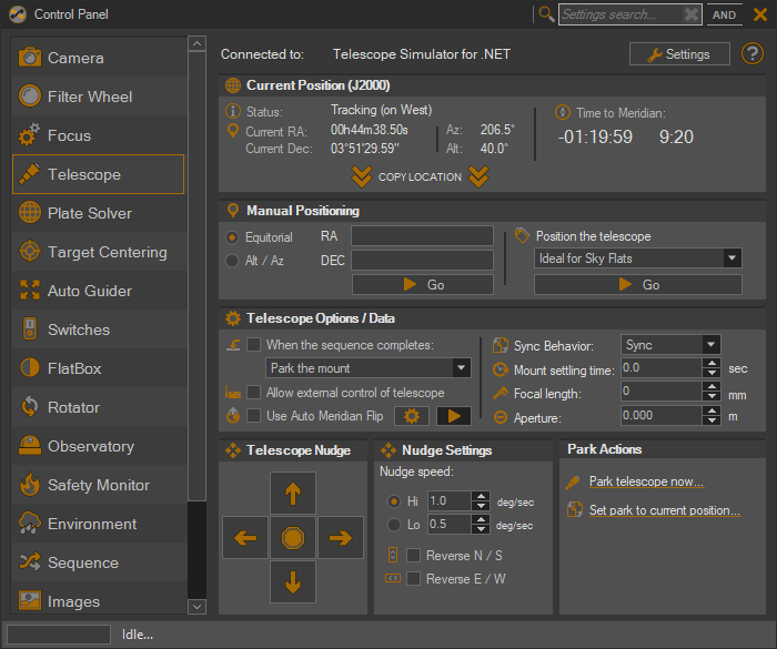 Telescopes (Mounts) - Sequence Generator Pro Help