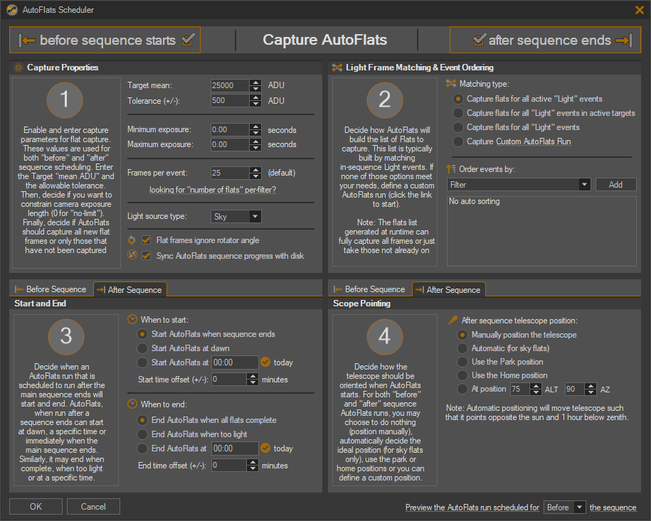 Running AutoFlats with the Sequence - Sequence Generator Pro Help